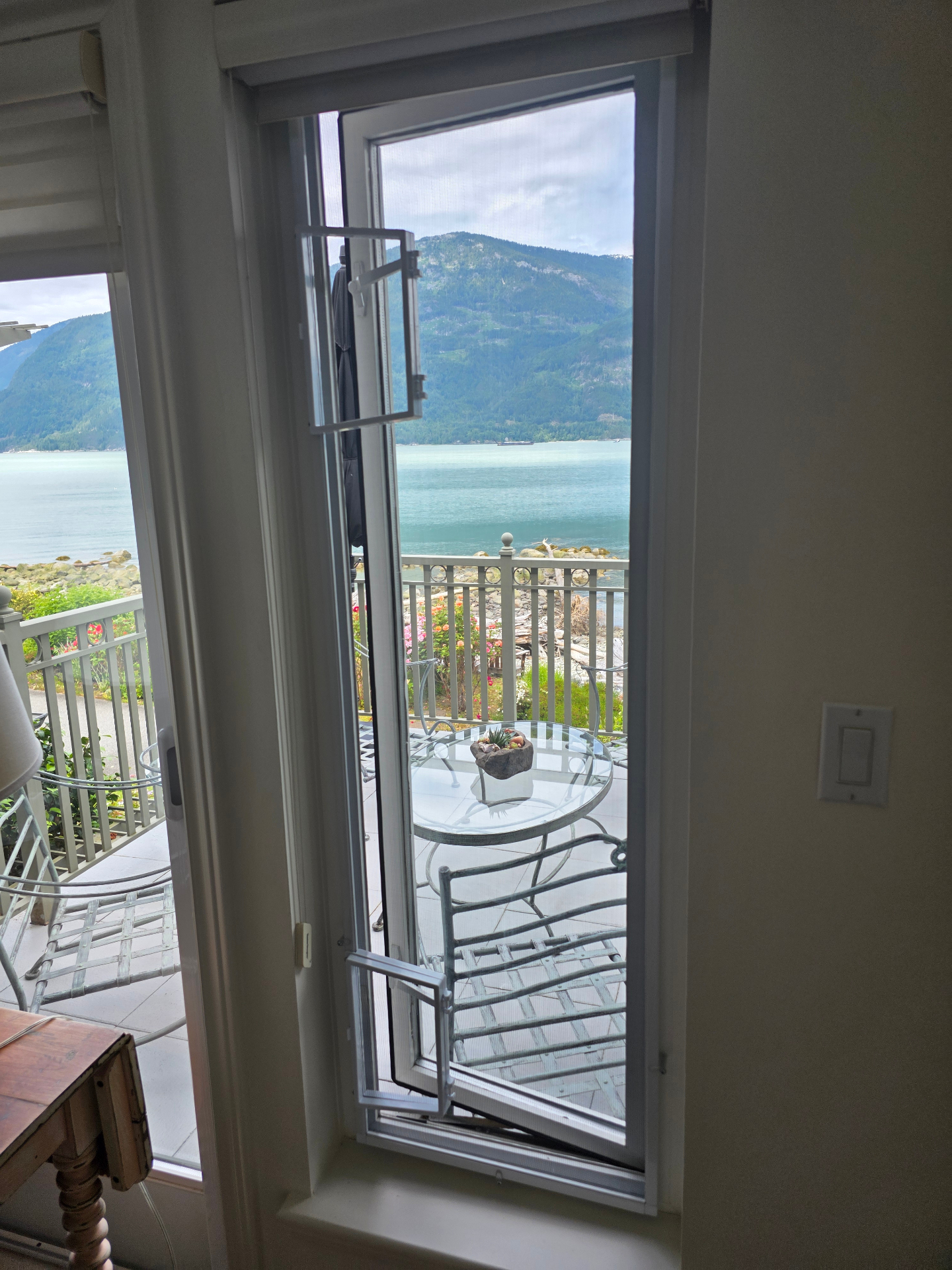 Wicket screen with mountain view